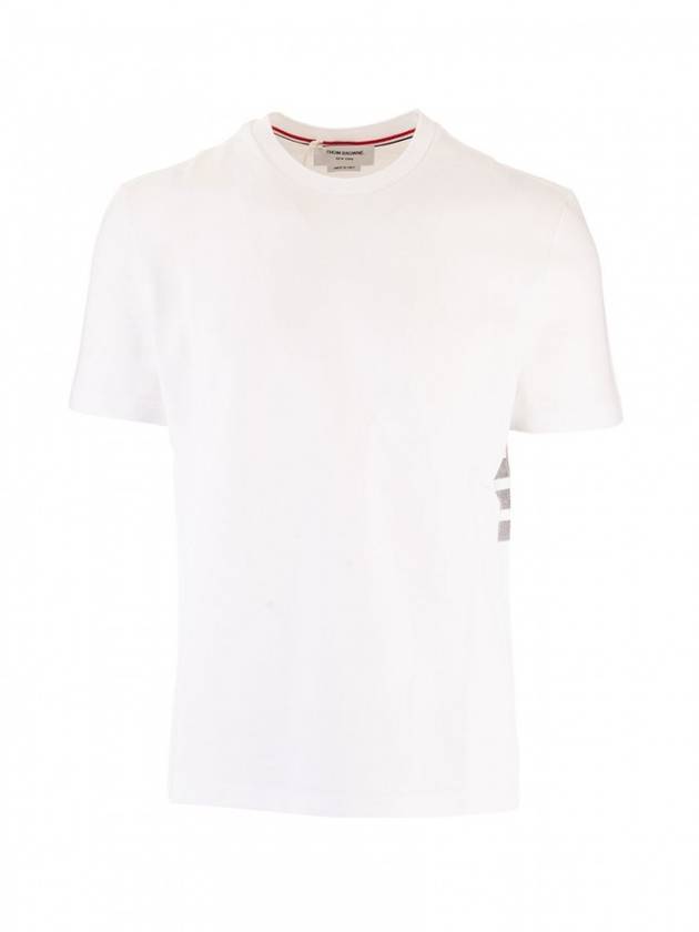 Classic Pique Rib Side Insert 4-Bar Short Sleeve T-Shirt White - THOM BROWNE - BALAAN 1