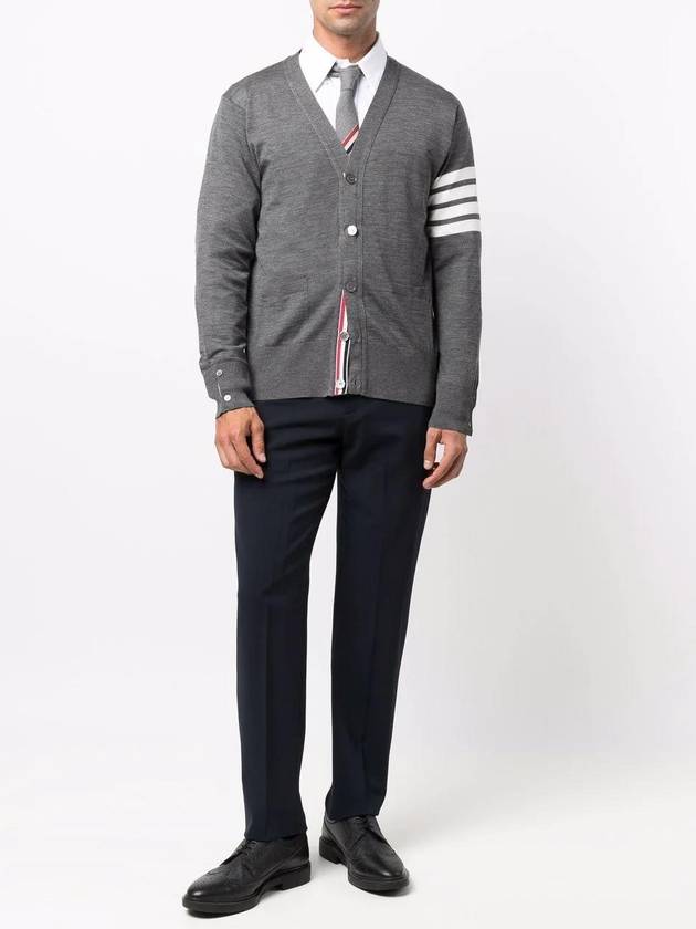 Men's Sustainable Classic Diagonal Wool Cardigan Medium Grey - THOM BROWNE - BALAAN 3