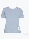 Women's Melange Jersey Ringer Short Sleeve T-Shirt Light Blue - THOM BROWNE - BALAAN 2