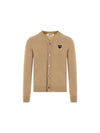 Black Heart Wappen V-Neck Wool Cardigan Beige - COMME DES GARCONS PLAY - BALAAN 1