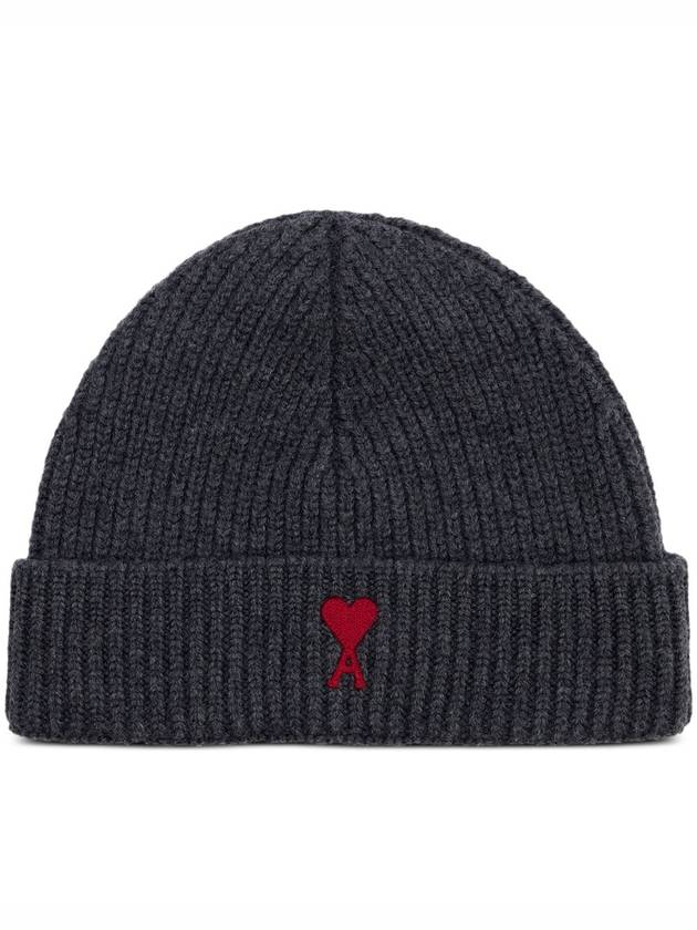 Heart Logo Wool Beanie Heather Grey - AMI - BALAAN 2