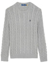 Embroidery Logo Cable Knit Top Grey - POLO RALPH LAUREN - BALAAN 2