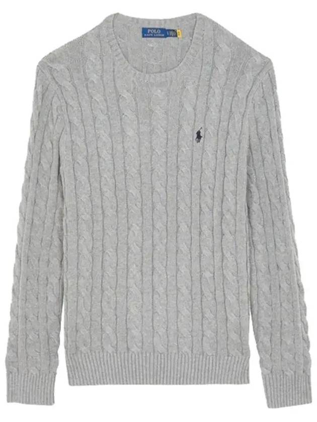 Embroidery Logo Cable Knit Top Grey - POLO RALPH LAUREN - BALAAN 2