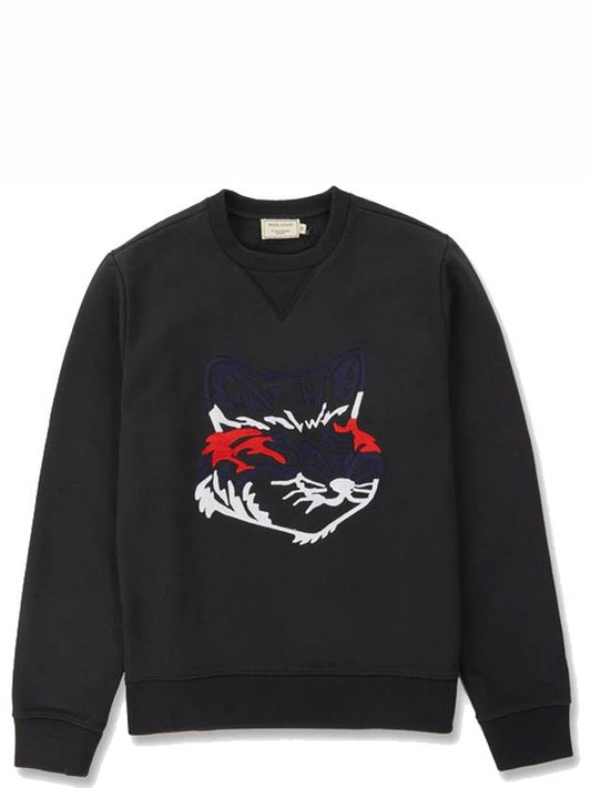 Big Fox Embroidery Round Neck Cotton Sweatshirt Black - MAISON KITSUNE - BALAAN 2