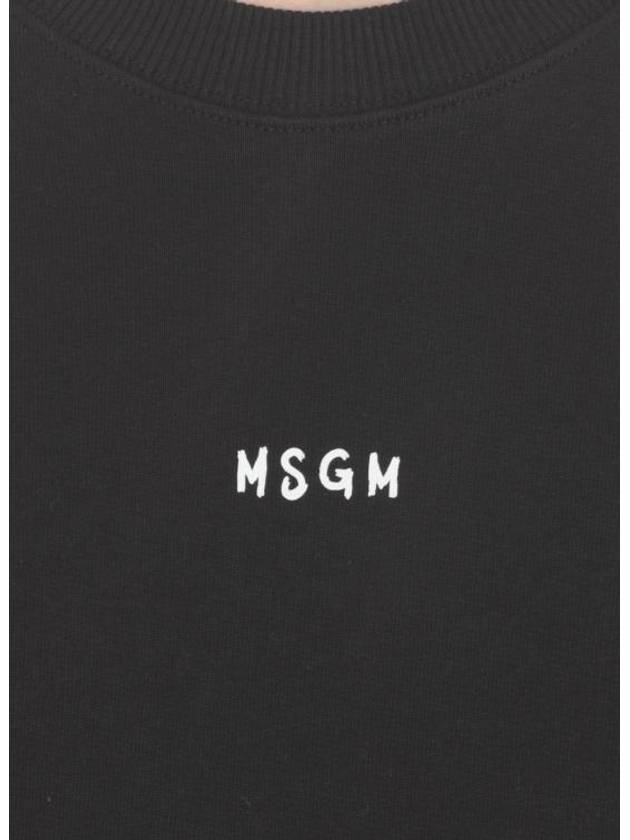 Brushed Micro Logo Cotton Sweatshirt Black - MSGM - BALAAN 6