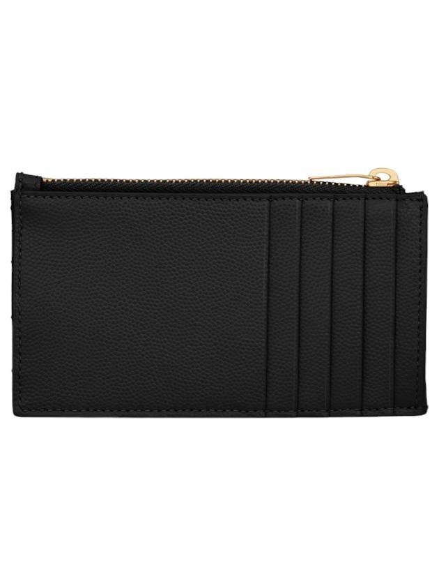 Monogram Fragment Zipper Card Wallet Black - SAINT LAURENT - BALAAN 3