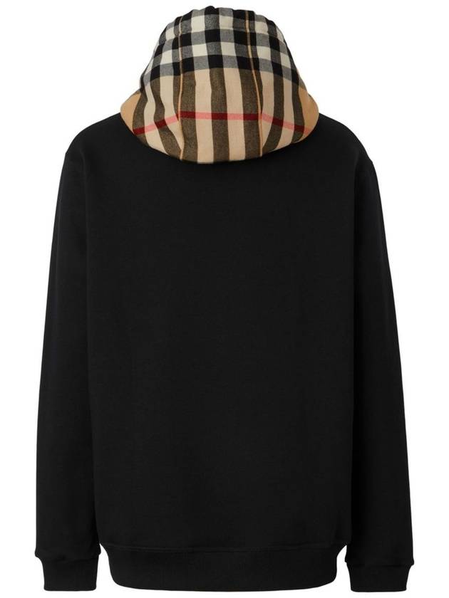 Check Hood Cotton Hoodie Black - BURBERRY - BALAAN 3