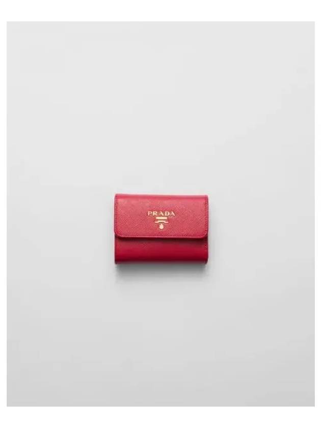 Saffiano Metal Logo Half Wallet Red - PRADA - BALAAN 2