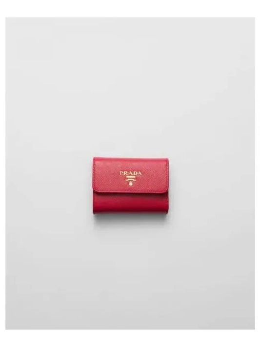 Saffiano Metal Logo Half Wallet Red - PRADA - BALAAN 2