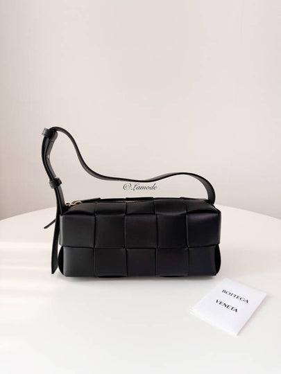 Brick Cassette Intrecciato Small Shoulder Bag Black - BOTTEGA VENETA - BALAAN 2