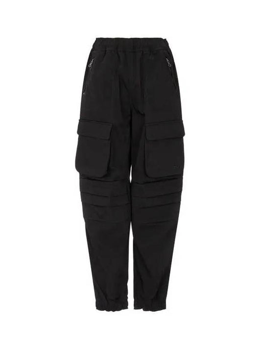 Women s Oval Logo Nylon Cargo Pants Black - DIESEL - BALAAN 1