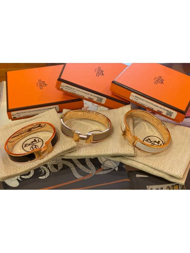 Clic H Bracelet Rose Gold & Marron Glace - HERMES - BALAAN 3