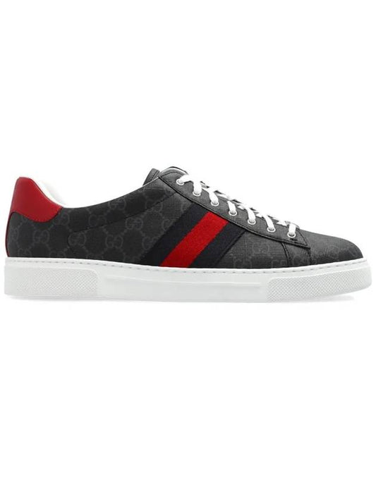 Ace Web GG Supreme Canvas Low Top Sneakers Black - GUCCI - BALAAN 2