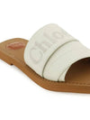 Woody Logo Leather Flat Slippers White - CHLOE - BALAAN 4