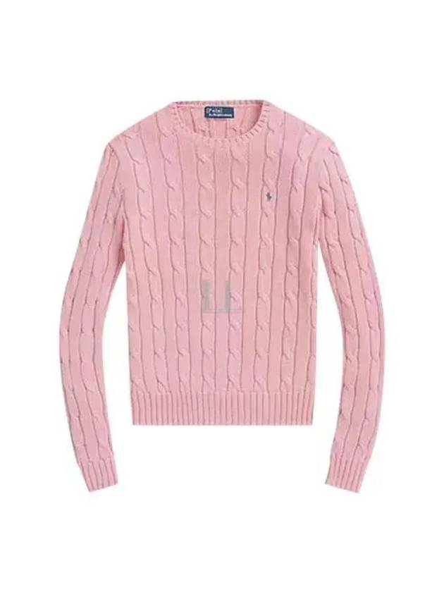 Embroidered Logo Pony Cable Knit Top Pink - POLO RALPH LAUREN - BALAAN 2