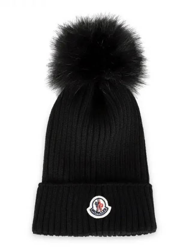 Kids Pom Wool Beanie Black 3B00018 04S01 999 271427 1117714 - MONCLER - BALAAN 1