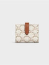 Triomphe Canvas Lambskin Small Strap Half Wallet White Tan - CELINE - BALAAN 2