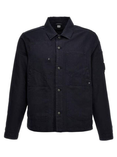 Cotton Linen Over Long Sleeve Shirt Navy - CP COMPANY - BALAAN 2