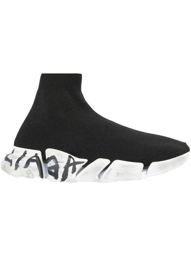 Speed ​​2.0 Graffiti Knit High Top Sneakers Black - BALENCIAGA - BALAAN 1