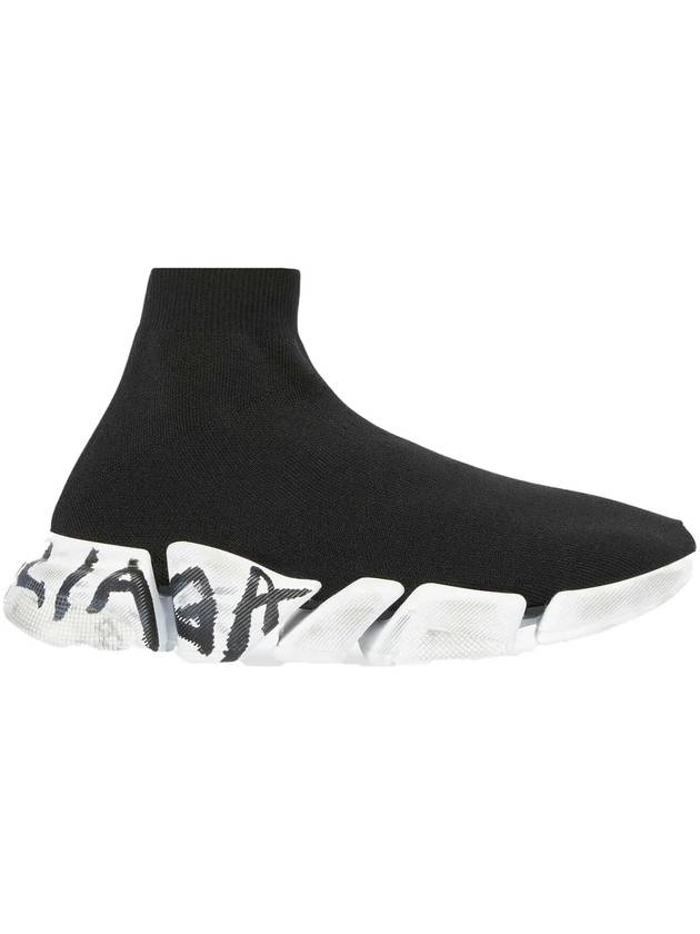 Speed 2.0 Graffiti Knit High Top Sneakers Black - BALENCIAGA - BALAAN 1