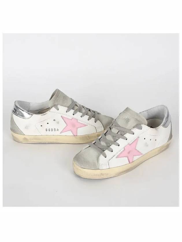 Women's Superstar Silver Heel Tab Pink Star Low Top Sneakers White - GOLDEN GOOSE - BALAAN 3