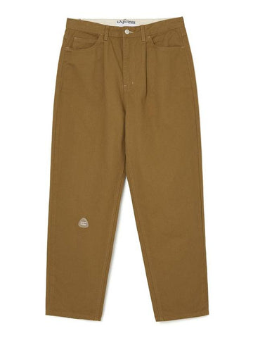 One Tuck Twill Cotton Pants Brown - EXPRESSHOLIDAY - BALAAN 1