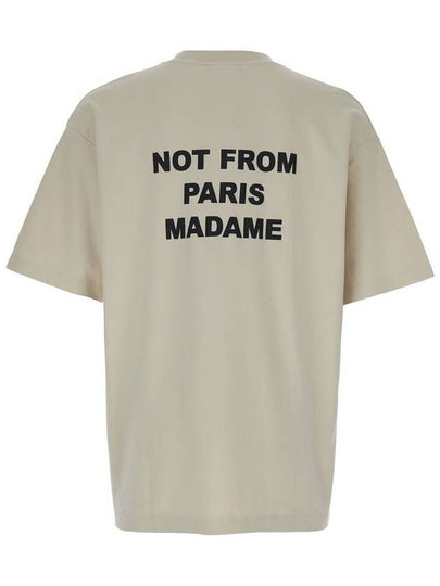 Beige Crewneck T-Shirt With Slogan Print On The Front And Back In Cotton Man - DROLE DE MONSIEUR - BALAAN 2