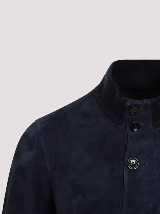 Leather Light Suede Bomber Jacket Navy - TOM FORD - BALAAN 3