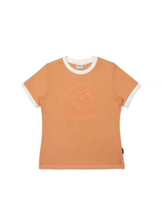 Pigment Dying Round T-Shirt ORANGE WOMAN M3322PRS11ORG - MALBON GOLF - BALAAN 1