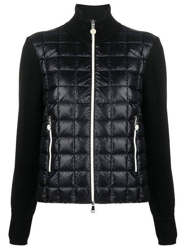 Women's Padded Wool Cardigan Black - MONCLER - BALAAN 1