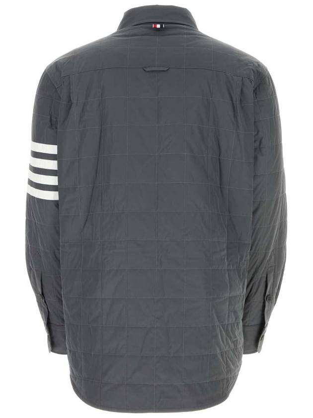 4 Bar Poly Twill Down Shirt Jacket Grey - THOM BROWNE - BALAAN 3