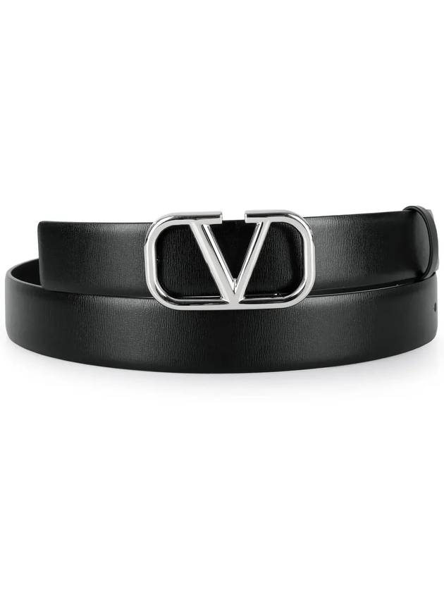 V Logo Signature Leather Belt Black - VALENTINO - BALAAN 4