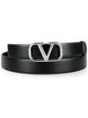 V Logo Signature Leather Belt Black - VALENTINO - BALAAN 4