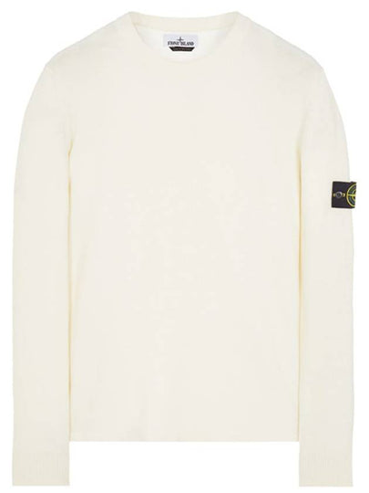 Men's Wappen Patch Crew Neck Wool Knit Top Ivory - STONE ISLAND - BALAAN 2