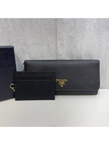 Saffiano gold logo long wallet - PRADA - BALAAN 1