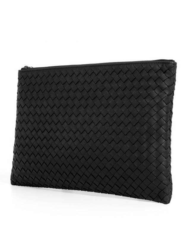 Intrecciato Document Leather Clutch Bag Black - BOTTEGA VENETA - BALAAN 4