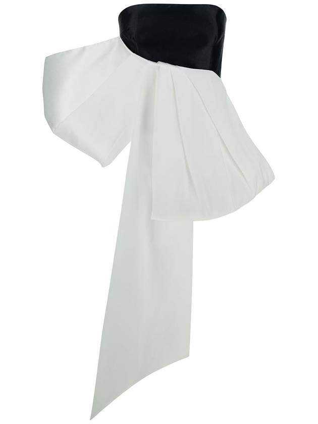 'Nadina' Black And White Top With Bow Detail In Silk Woman - SOLACE LONDON - BALAAN 1