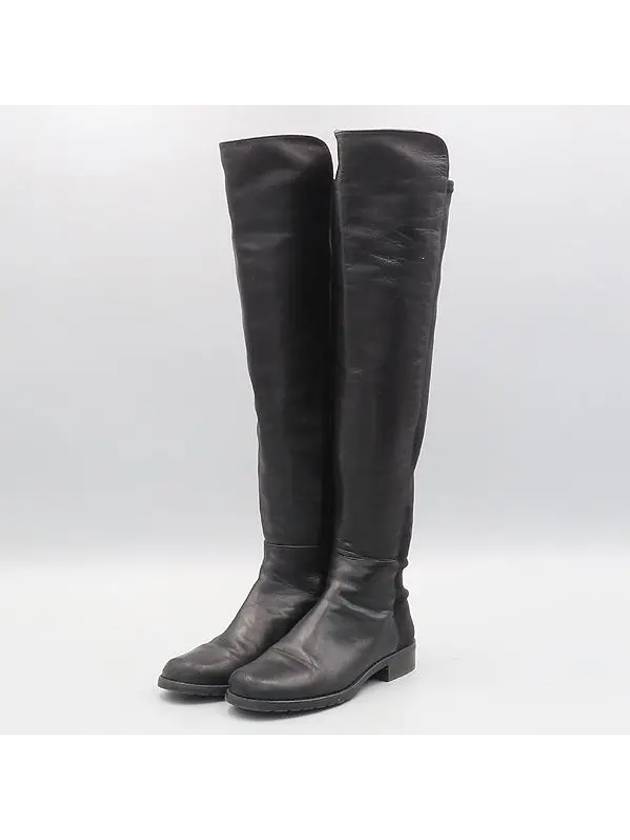 Black color leather blend over the knee women s boots 220MM - STUART WEITZMAN - BALAAN 4