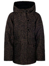 Herringbone Hood Midi Jacket Brown - GANNI - BALAAN 1