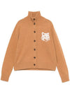 Fox Head Intarsia High Neck Cardigan Sequoia - MAISON KITSUNE - BALAAN 1