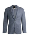 Pattern Slim Fit Virgin Wool Linen Jacket Blue - HUGO BOSS - BALAAN 2