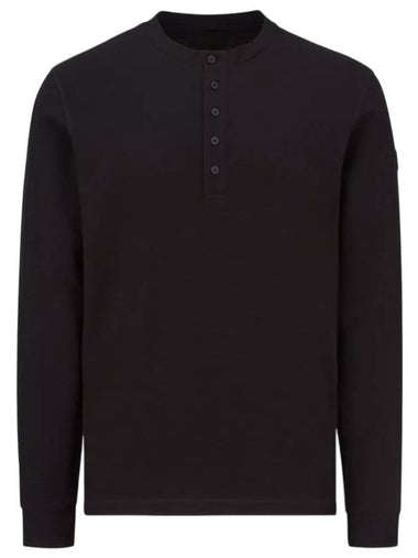 Men's Button-Up Long Sleeve T-Shirt Black - MONCLER - BALAAN 1