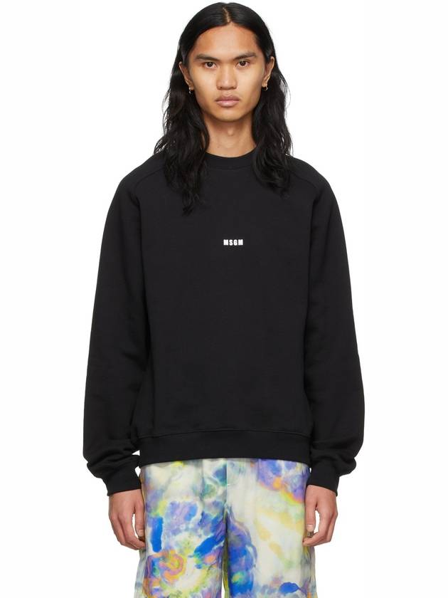 Micro Logo Print Cotton Sweatshirt Black - MSGM - BALAAN 2