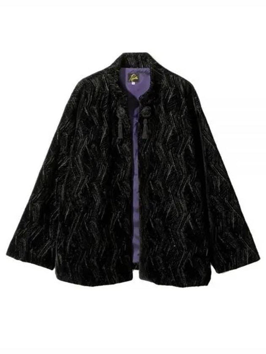 Oriental Jacket RCU Velvet Geometric Emb BLACK NS119 Velvet Oriental Jacket - NEEDLES - BALAAN 1