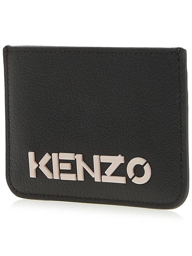 Logo Calf Leather Card Wallet Black - KENZO - BALAAN 3