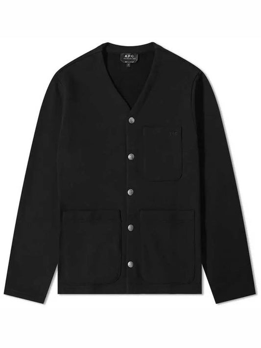 Logo Embroidery Napping Cotton Cardigan Black - A.P.C. - BALAAN 2