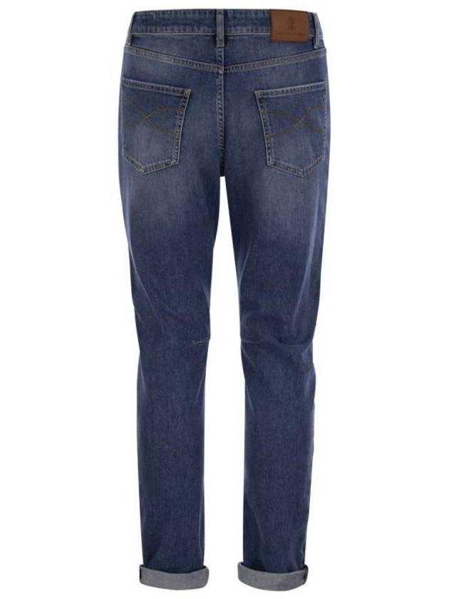 Low Rise Tapered Leg Denim Straight Jeans Dark Blue - BRUNELLO CUCINELLI - BALAAN 3