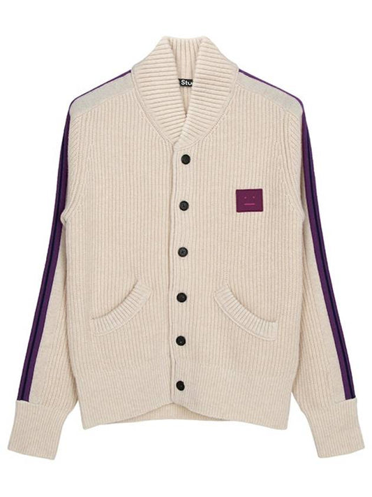 Crew Neck Cardigan Oatmeal Melange - ACNE STUDIOS - BALAAN 2