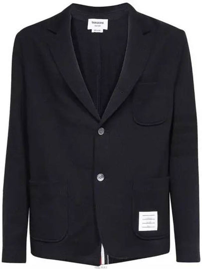 Men's 4 Bar Seesucker Loopback 4 Bar Sack Cardigan Navy - THOM BROWNE - BALAAN 2