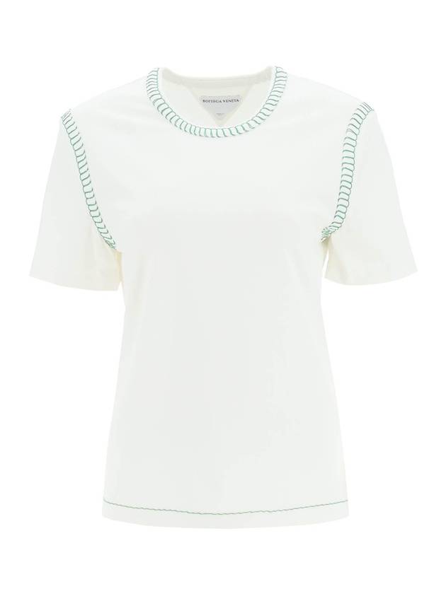 Overlock Stitch Jersey Short Sleeve T-Shirt White - BOTTEGA VENETA - BALAAN 1